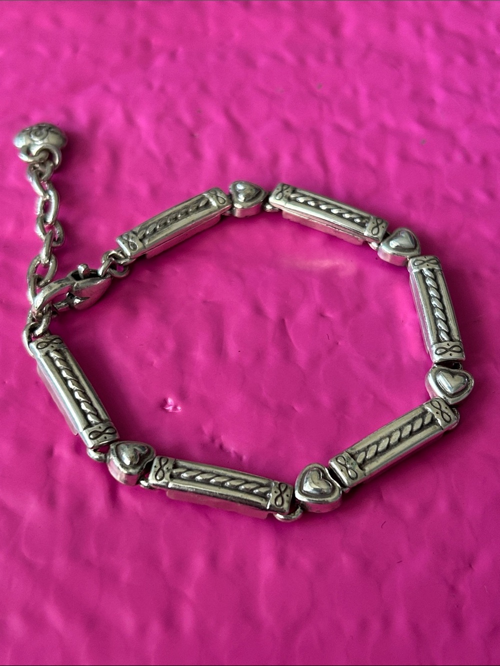 retired Brighton silver-plated bar and heart link bracelet